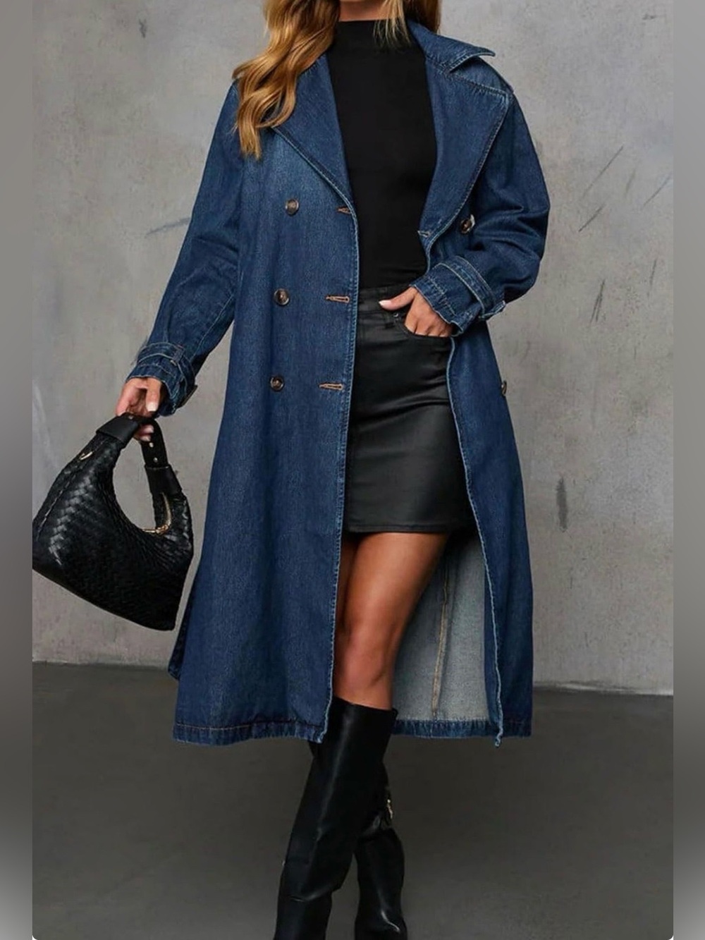 Denim belted Trench Jean jacket/ Coat - XS